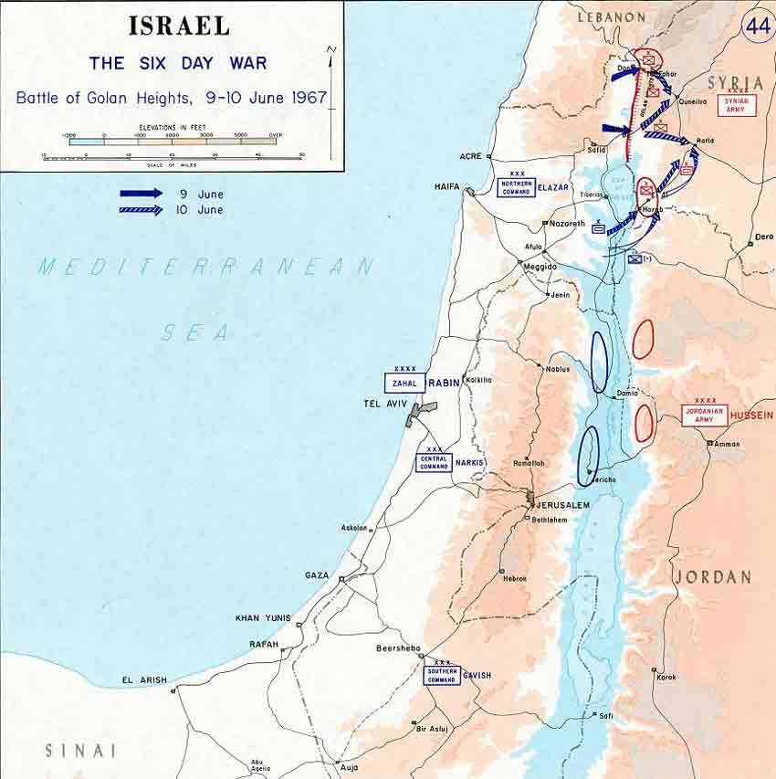 Map of Fighting in the Golan Heights (June 1967)