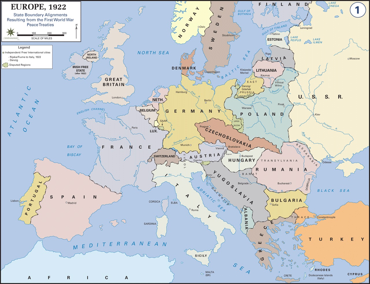 Map Of Europe Before World War I