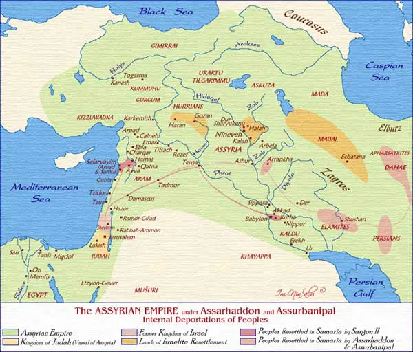 Map of The Assyrian Empire under Assarhaddon and Assurbanipal
