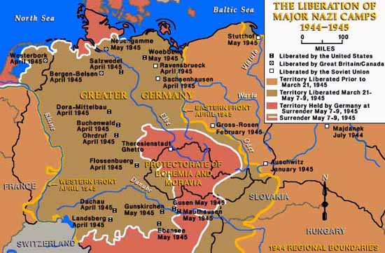 map of concentration camps in germany Map Of Allied Liberation Of Major Nazi Camps map of concentration camps in germany