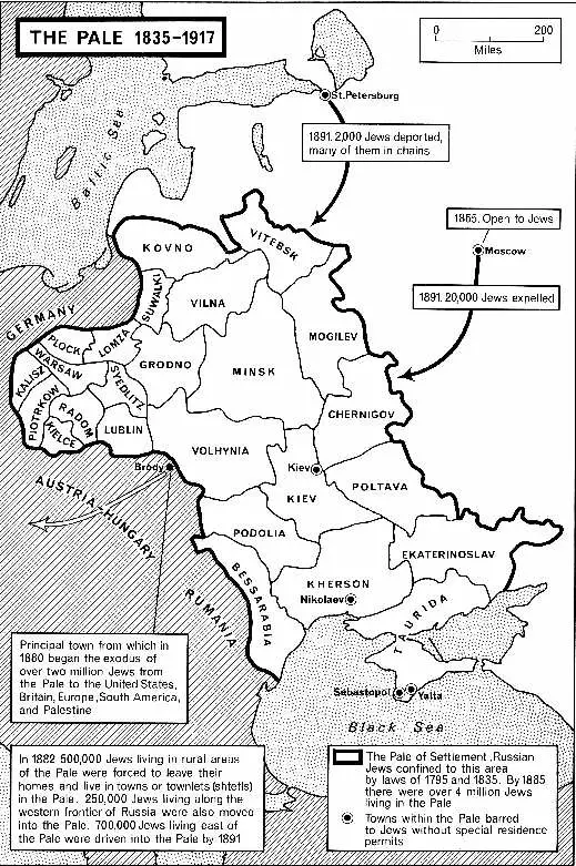 Pale of Settlement map 1835-1917