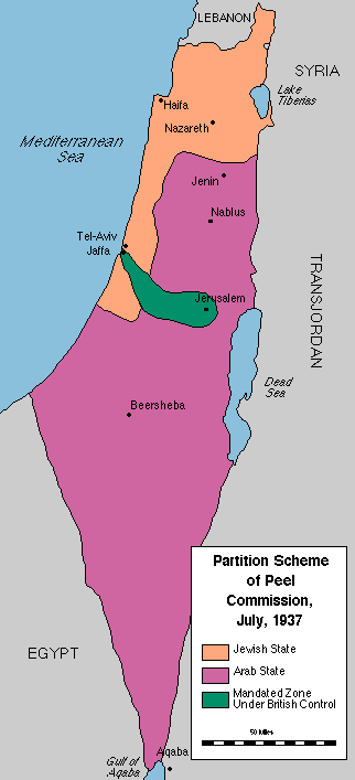 Image result for Peel Commission division of Palestine map