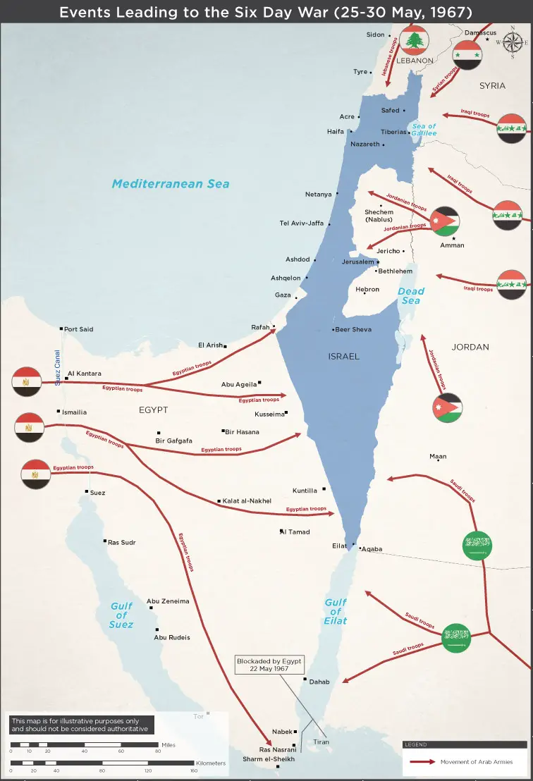 Map of the Events Leading to the Six Day War (1967)