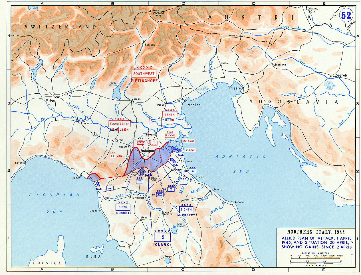 Map of Allied Plan of Attack in Italy (April 1944) | Jewish Virtual Library