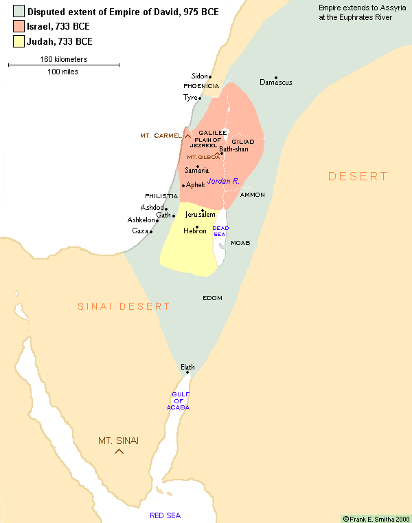 Map Of Israel And Judah 733 Bce