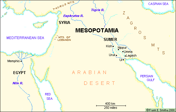 Map Of Mesopotamia 2500 Bce
