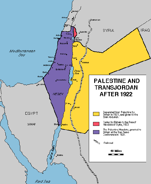 Map of Palestine and Transjordan 1922