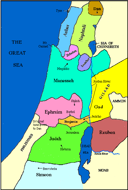 Image result for map of the 12 tribes of Israel