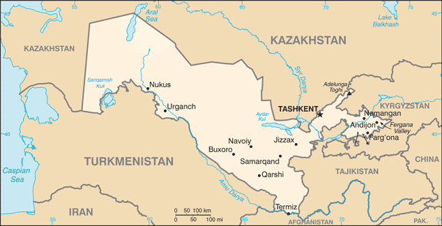 uzbekistan map