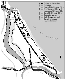 Map showing the site of the Canaanite city of Bet Yera in relation to the modern Oholo. After P. Delougaz and R.C. Haines, A Byzantine Church at Kirbat Al-Karak, 1960.