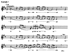 Example 1. Ekra be-Shir ve-Zimrah, hymn for the atan Simhat Torah (Sefer Moadim, part 2, p. 252). Recorded in Israel and transcribed by S. Hofman.